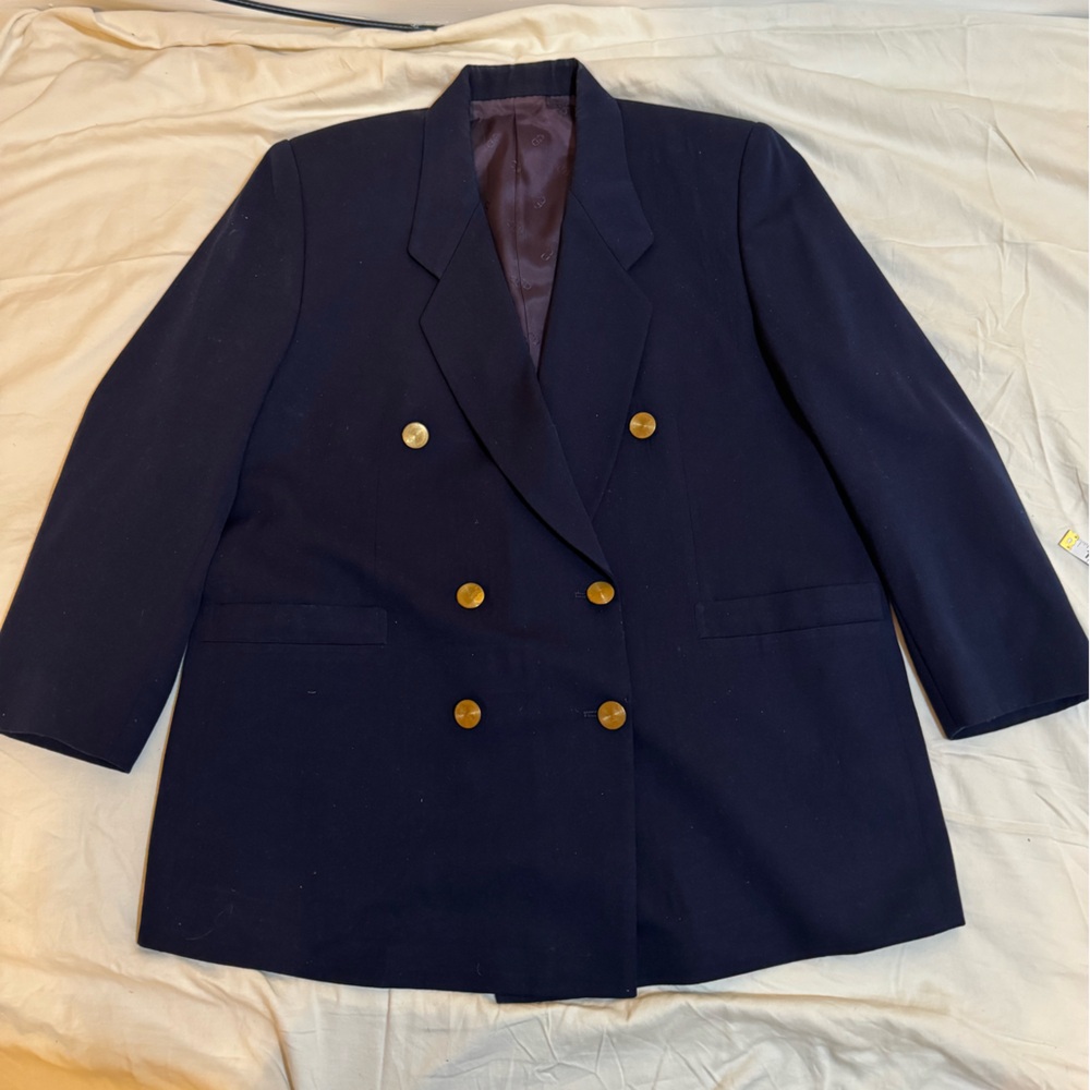 Navy Double Breasted Blazer Gold Buttons Size 18